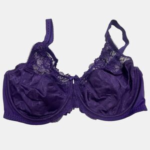 Delimira Purple Bra Lace Underwire Adjustable Back Closure Women's Size 40E